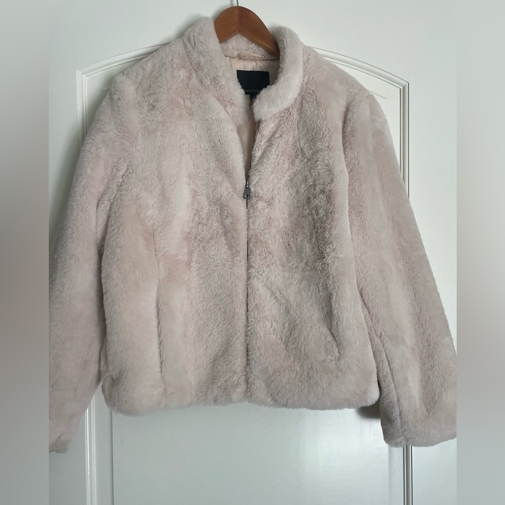 Banana Republic Plush Faux Shearling Jacket in Pale Blush